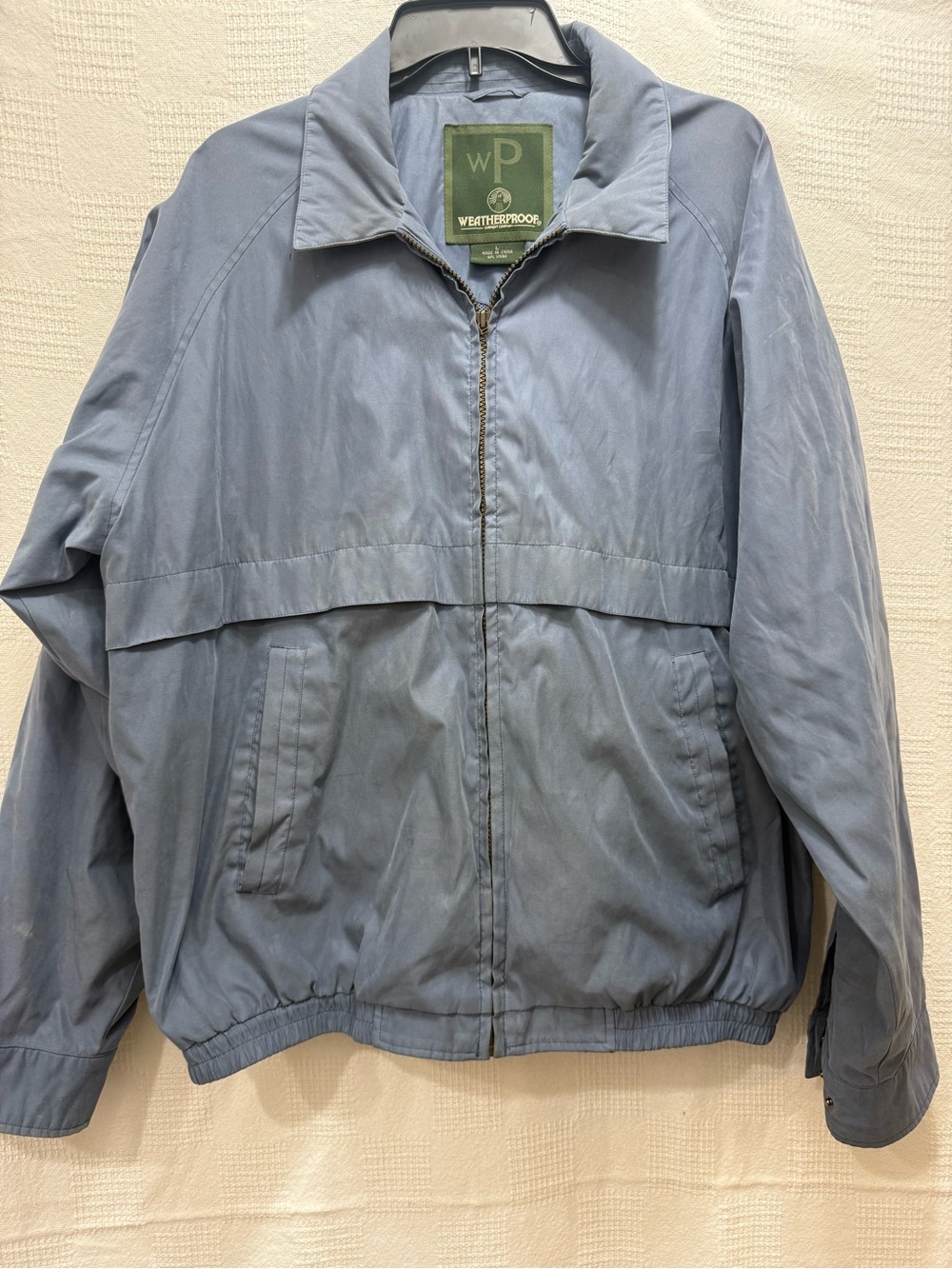 Weatherproof Men's Light Blue Zip Windbreaker Jacket